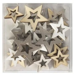 Streudeko - Sterne - Aus Holz - 24 Stück -Saisonale Dekorationen 189586 2