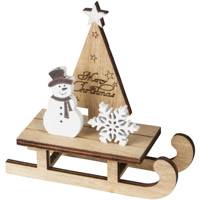 Deko-Schlitten - Schneemann - Aus Holz - Ca. 12 X 4 X 12 Cm 4 Deko-Schlitten - Schneemann - Aus Holz - Ca. 12 X 4 X 12 Cm – Bild 2