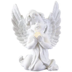 Putte Mit LED-Ball - Aus Polyresin - 14 X 9 X 18,5 Cm