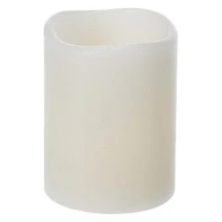 LED-Kerze - Aus Echtwachs - Ca. 5 X 6,5 Cm - Elfenbein