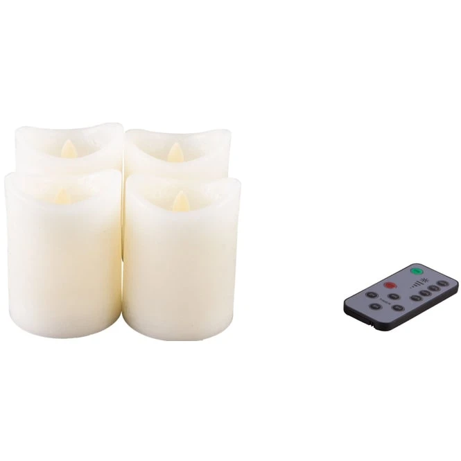 LED-Kerzen - 7,5 X 10 Cm - 4 Stück 3 LED-Kerzen - 7,5 X 10 Cm - 4 Stück