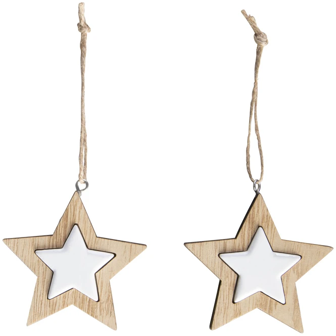Dekohänger - Stern - Aus Holz - Ca. 7 X 1 X 7 Cm - 2 Stück 4 Dekohänger - Stern - Aus Holz - Ca. 7 X 1 X 7 Cm - 2 Stück – Bild 2