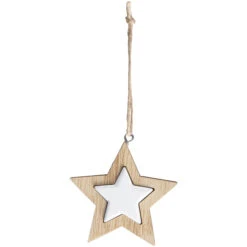Dekohänger - Stern - Aus Holz - Ca. 7 X 1 X 7 Cm - 2 Stück 8 Dekohänger - Stern - Aus Holz - Ca. 7 X 1 X 7 Cm - 2 Stück -Saisonale Dekorationen 210239 2