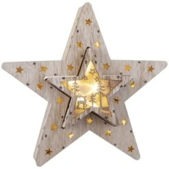 LED-Stern - Aus Holz - 30,5 X 28,5 Cm -Saisonale Dekorationen 210530 1