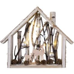 LED-Haus - Aus Holz - 35,5 X 6 X 32 Cm