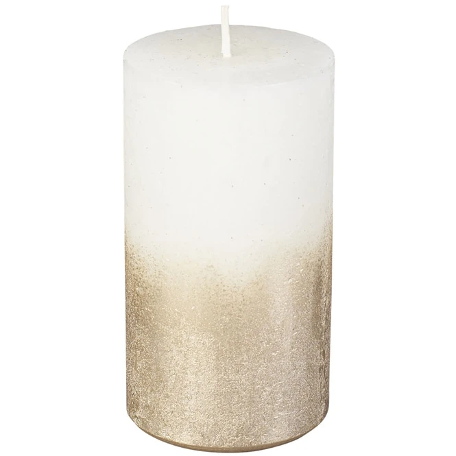 Stumpenkerze - Levi - Ca. 6 X 11 Cm - Weiß/gold 4 Stumpenkerze - Levi - Ca. 6 X 11 Cm - Weiß/gold – Bild 2
