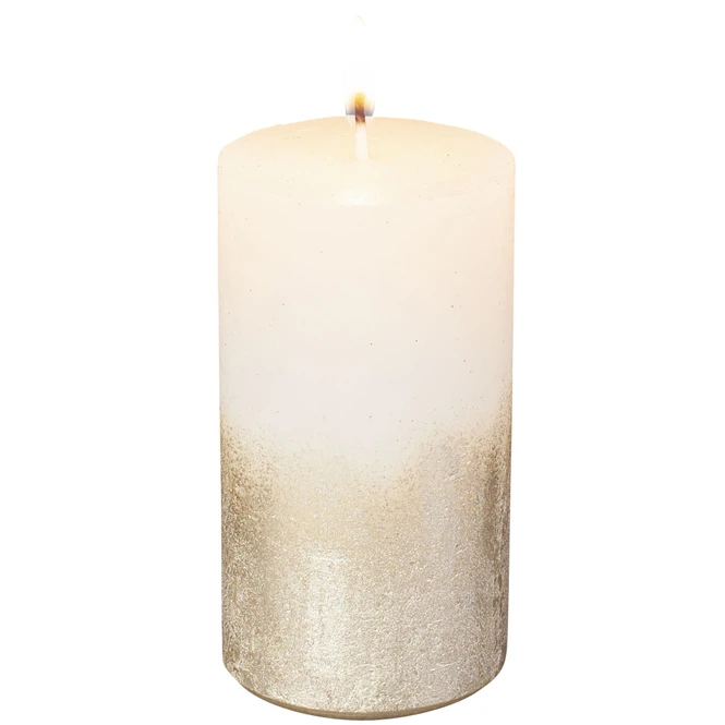 Stumpenkerze - Levi - Ca. 6 X 11 Cm - Weiß/gold 5 Stumpenkerze - Levi - Ca. 6 X 11 Cm - Weiß/gold – Bild 3