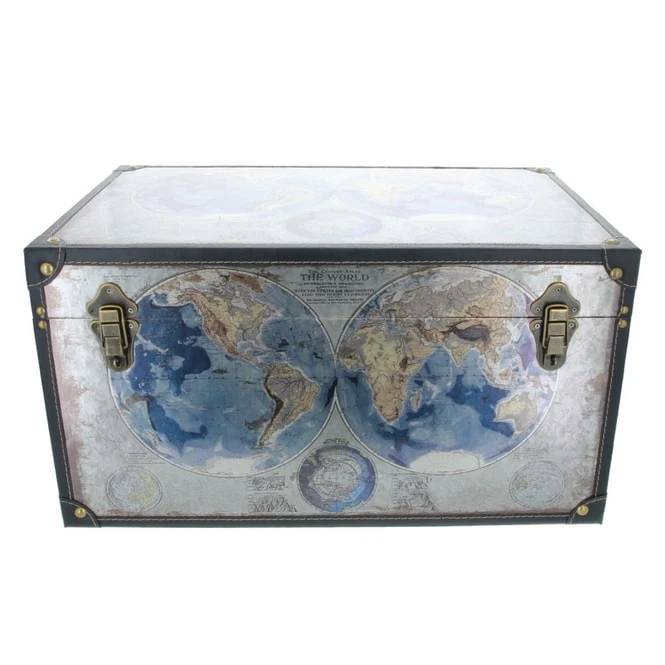 Truhe - Weltkarte - Aus Holz - Verschiedene Größen 3 Truhe - Weltkarte - Aus Holz - Verschiedene Größen