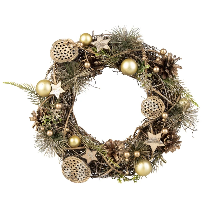 Dekokranz - Aus Holz - Ø = Ca. 34 Cm - Gold 4 Dekokranz - Aus Holz - Ø = Ca. 34 Cm - Gold – Bild 2