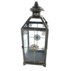 Laterne Schwarz/gold Gebürstet - Ca. 13 X 13 X 33,5 Cm