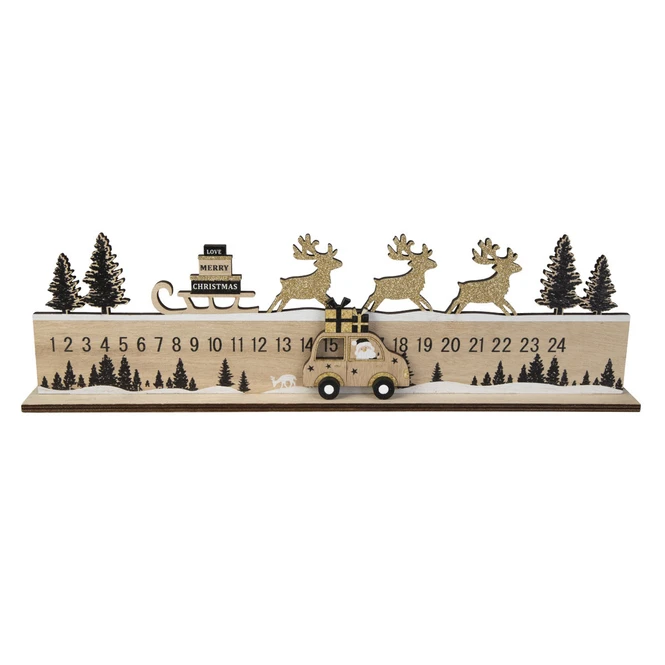 Advents-Countdown - Schlitten - Aus Holz - Ca. 45 X 4 X 13 Cm 3 Advents-Countdown - Schlitten - Aus Holz - Ca. 45 X 4 X 13 Cm