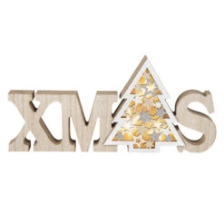 LED-Schriftzug - XMAS - Aus Holz - Ca. 30 X 2 X 14 Cm