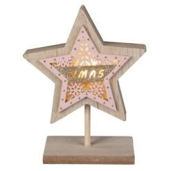 LED-Standdeko - Stern - Aus Holz - Ca. 12 X 5 X 15,5 Cm -Saisonale Dekorationen 229673