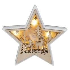 LED-Stern - Aus Holz - Ca. 14,5 X 2,5 X 14,5 Cm