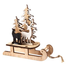 Dekoschlitten - Hirsche - Aus Holz - Ca. 14 X 5,5 X 14,5 Cm -Saisonale Dekorationen 229854 4016096416393 mica living schlitten 02