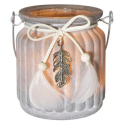 Teelichtglas - Federn - Ca. 7,5 X 9 Cm -Saisonale Dekorationen 229873 2