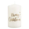 Stumpenkerze - Merry Christmas - Ca. 6 X 10 Cm - Weiß/gold
