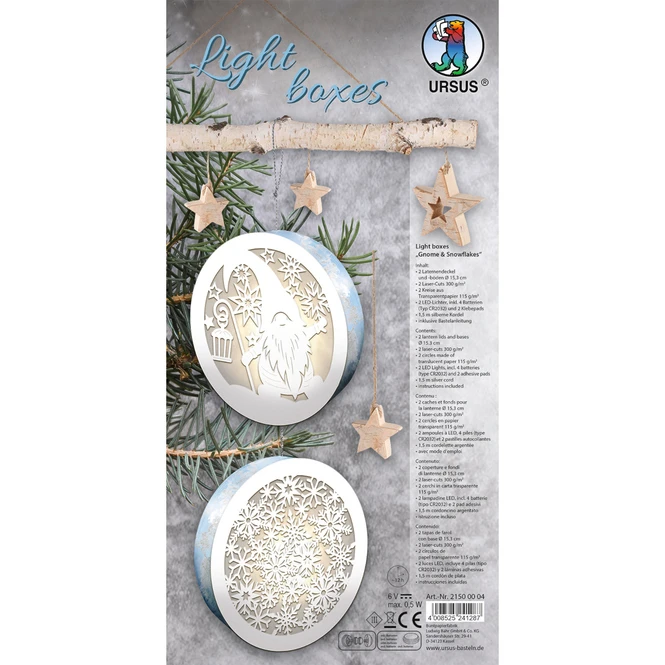 Ursus - Bastelset Light Boxes Gnome & Snowflakes 3 Ursus - Bastelset Light Boxes Gnome & Snowflakes