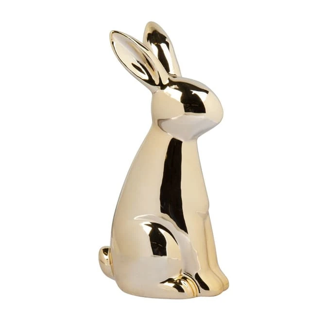 Hase Sitzend - Aus Keramik - Gold - Ca. 7 X 5,5 X 15 Cm 2 Hase Sitzend - Aus Keramik - Gold - Ca. 7 X 5,5 X 15 Cm