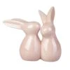 Hasenpaar - Rosa - Aus Keramik - Ca. 10 X 5,5 X 9,5 Cm -Saisonale Dekorationen 234093 4016096424350 mica living hasenpaar rosa glaenzend 01