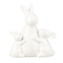 Hasenmama Mit Kindern - Aus Keramik - Ca. 14 X 7,5 X 13 Cm
