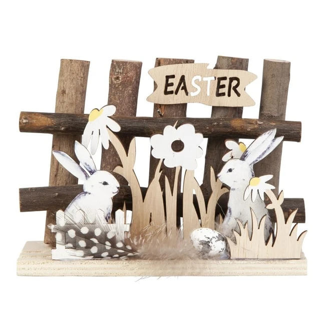 Dekoobjekt - Zaun Mit Hasen - Aus Holz - Ca. 15 X 7 X 10 Cm 3 Dekoobjekt - Zaun Mit Hasen - Aus Holz - Ca. 15 X 7 X 10 Cm