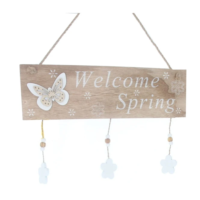 Dekohänger - Welcome Spring - Aus Holz - Ca. 30 X 1 X 10 Cm 3 Dekohänger - Welcome Spring - Aus Holz - Ca. 30 X 1 X 10 Cm