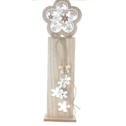Standdeko - Blumen - Braun/weiß - Aus Holz - Ca. 12 X 5 X 37 Cm