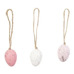 Dekohänger - Ostereier - Rosa/weiß - Ca. 4 Cm - 12 Stück -Saisonale Dekorationen 234720 4016096426835 mica living dekohaenger ei ross weiss 02