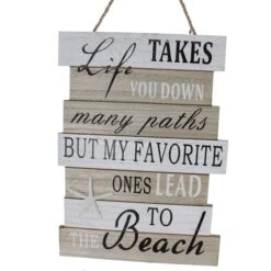 Dekoschild - Beach - Aus Holz - Ca. 29,5 X 0,5 X 40 Cm