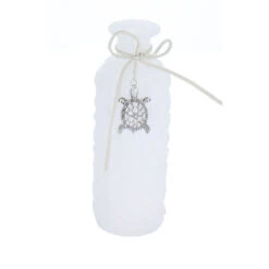 Vase Mit Schildkröte - Weiß - Aus Glas - Ca. 5,5 X 16,5 Cm