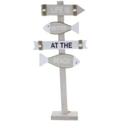 Wegweiser - Maritim - Aus Holz - Ca. 25 X 6 X 52 Cm