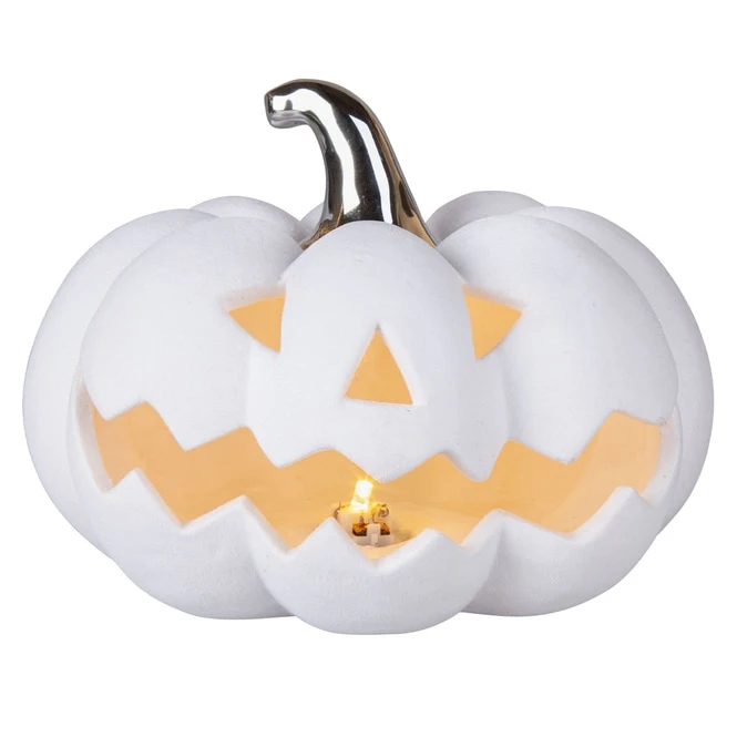 LED-Kürbis - Aus Keramik - Ca. 20,5 X 20,5 X 15 Cm 3 LED-Kürbis - Aus Keramik - Ca. 20,5 X 20,5 X 15 Cm