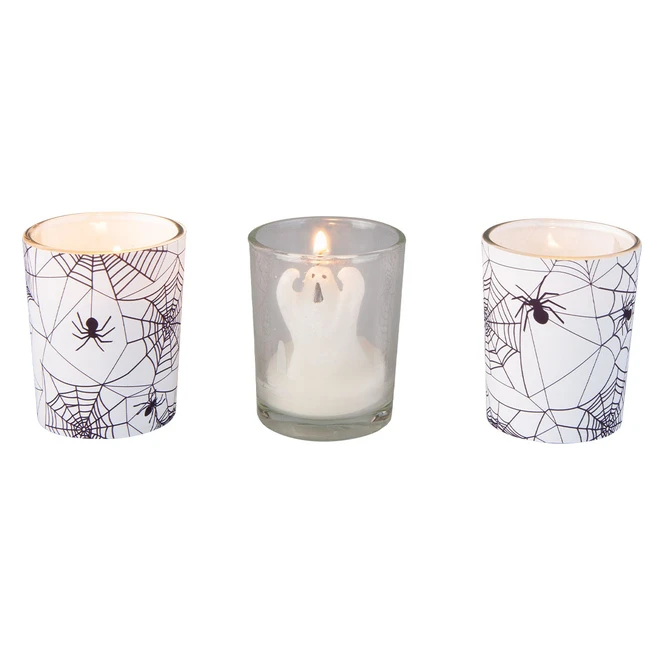 Teelichtgläser - Halloween - Ca. 5 X 5 X 6 Cm - 3 Stück - 1 Set 3 Teelichtgläser - Halloween - Ca. 5 X 5 X 6 Cm - 3 Stück - 1 Set