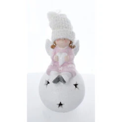 Engel Auf Schneeball Mit LED - Ca. 19 X 19 X 36 Cm