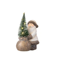 Nikolaus Mit LED-Baum - Aus Keramik - Ca. 11 X 6,5 X 13 Cm - 1 Stück -Saisonale Dekorationen 238489 4016096435516 mica living weihnachtsmann 02