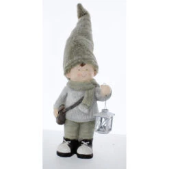 Junge Stehend Mit Laterne - Ca. 24 X 14 X 72 Cm