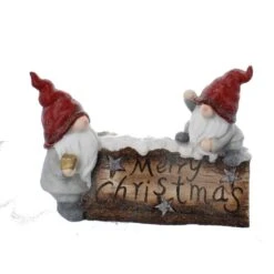 Wichtel Mit Schild Und LED - Ca. 40 X 15,5 X 28,5 Cm