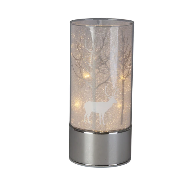 Glaszylinder - Hirsch Im Wald Mit LED - Ca. 9 X 9 X 20 Cm 3 Glaszylinder - Hirsch Im Wald Mit LED - Ca. 9 X 9 X 20 Cm