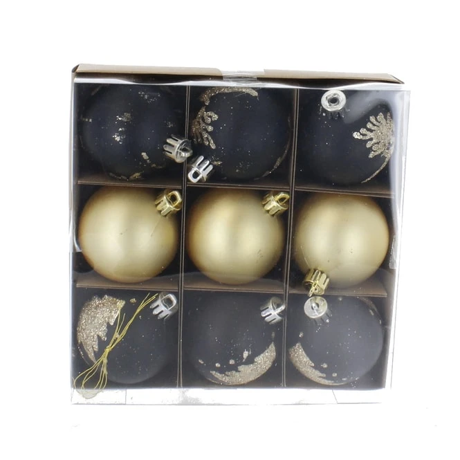 Christbaumkugeln - Schwarz/gold - Bruchsicher - ø Ca. 6 Cm - 9 Stück 3 Christbaumkugeln - Schwarz/gold - Bruchsicher - ø Ca. 6 Cm - 9 Stück