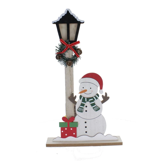 Schneemann Mit LED Laterne - Aus Holz - 22x5x39 Cm 3 Schneemann Mit LED Laterne - Aus Holz - 22x5x39 Cm