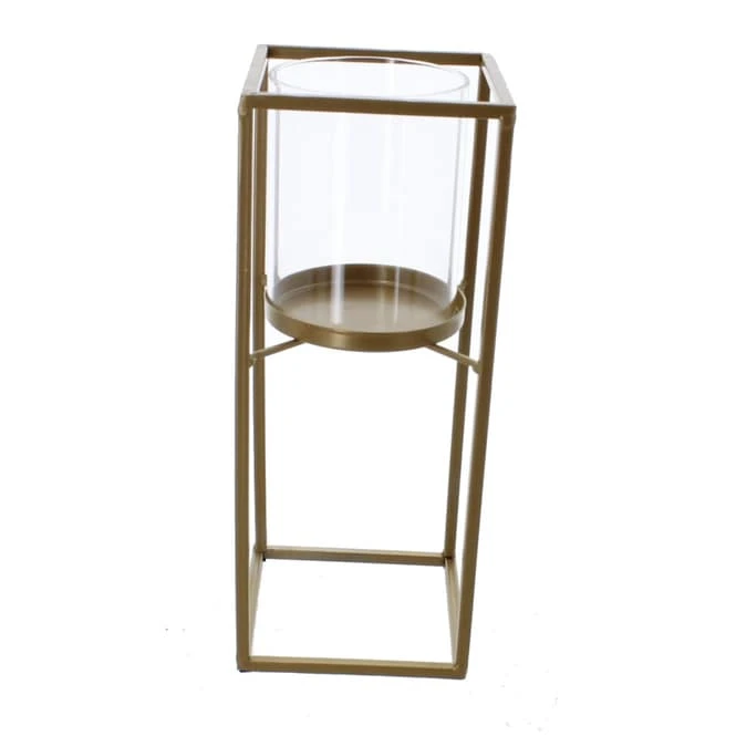 Windlicht Säule Gold/klar - Ca. 12 X 12 X 30 Cm 3 Windlicht Säule Gold/klar - Ca. 12 X 12 X 30 Cm