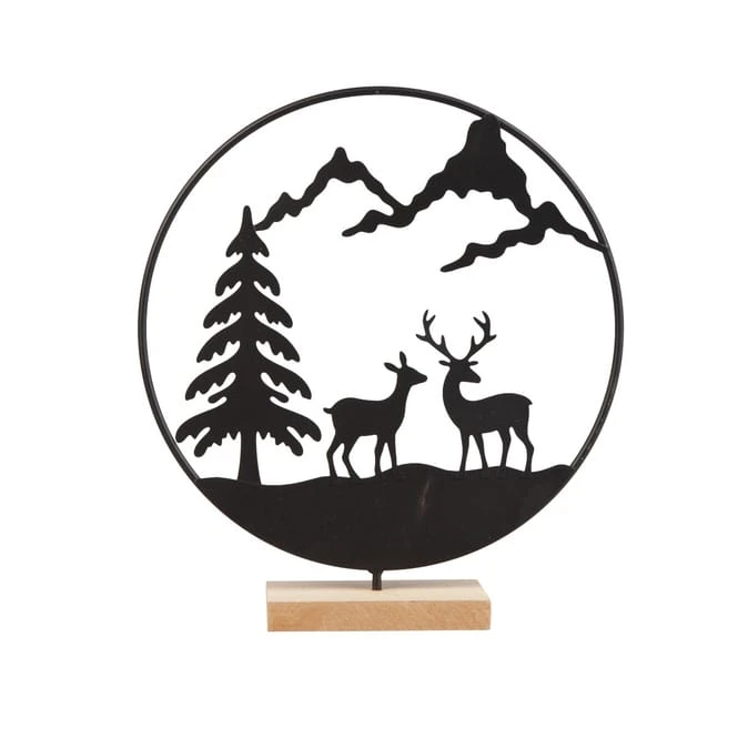 Standdeko - Hirsche Im Wald - Ca. 20 X 6 X 23,5 Cm 3 Standdeko - Hirsche Im Wald - Ca. 20 X 6 X 23,5 Cm