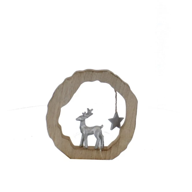 Baumring Mit Hirsch Und Stern - Ca. 15 X 1,5 X 15 Cm 3 Baumring Mit Hirsch Und Stern - Ca. 15 X 1,5 X 15 Cm