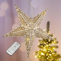 LED-Dekohänger - Stern - Ø = Ca. 40 Cm - Holz