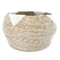 Korb Mit Dreieckmuster - Aus Naturgras - Ca. 30 X 24 Cm