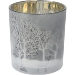 Teelichtglas - Bäume - Ø = Ca. 8cm -Saisonale Dekorationen 240541 8719987932762 koopman teelichthalter wintermotiv 02