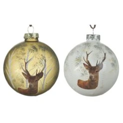 Christbaumkugeln - Hirsch - Ø = Ca. 8 Cm - 3 Stück - 1 Set -Saisonale Dekorationen 240732 1