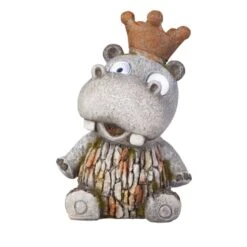 Nilpferd Mit Krone - Mit Solar LED - Aus Polyresin - Ca. 14,5x13x22 Cm -Saisonale Dekorationen 243378 4016096447540 mica living nilpferd sitzend solar led 01