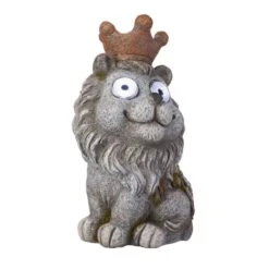 Löwe Mit Krone- Mit Solar LED - Aus Polyresin - Ca. 13,5 X 10,5 X 22 Cm